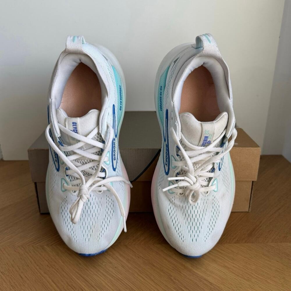 Brooks Glycerin 22 GTS White/Amparo Blue Women Running Sneakers- SZ 8.5 - Picture 3 of 11